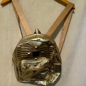 Gold Mini Backpack Purse 11” L